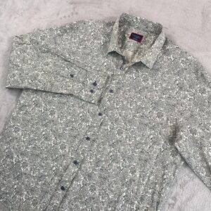 UNTUCKit Clune Shirt Men XL Tan Floral AOP Long Sleeve Cotton Designer NWOT